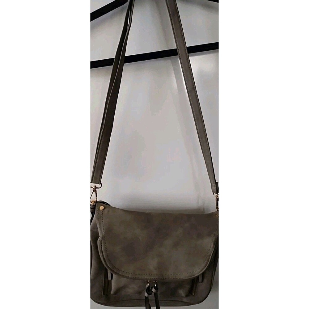 Gray Massini Crossbody Purse Bag Double Zipper Very Clean